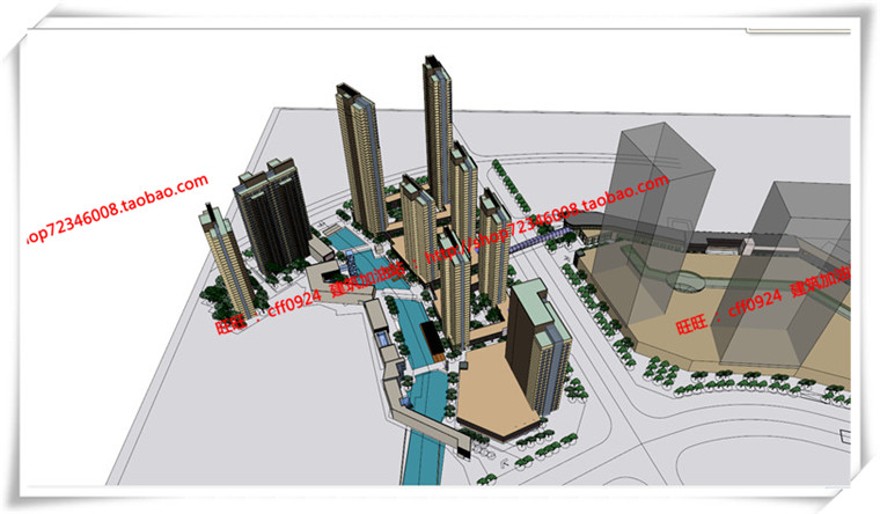 建筑图纸223合肥万达商业/商业设计综合体广场su/sketchup模型+cad图纸+效建筑资源