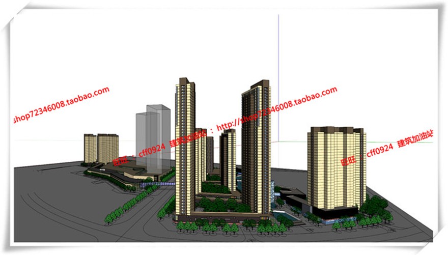 建筑图纸223合肥万达商业/商业设计综合体广场su/sketchup模型+cad图纸+效建筑资源