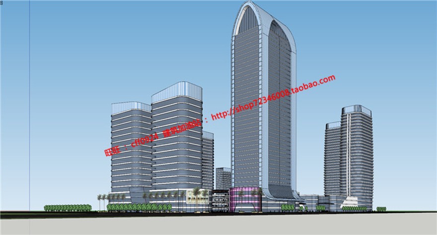 su概念设计模型cad总图源文件商业设计综合体方案设计酒店办建筑资源