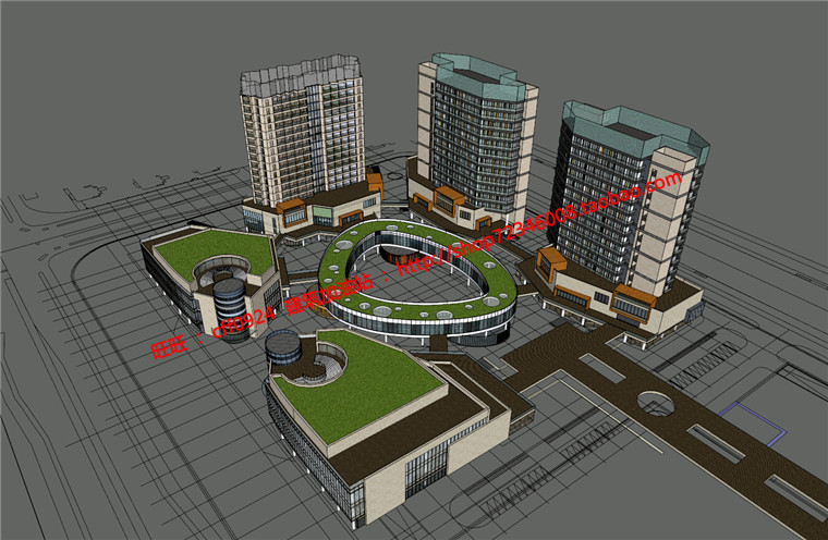 商业设计综合体公寓酒店住宅su草图模型+cad图纸效果图项建筑资源