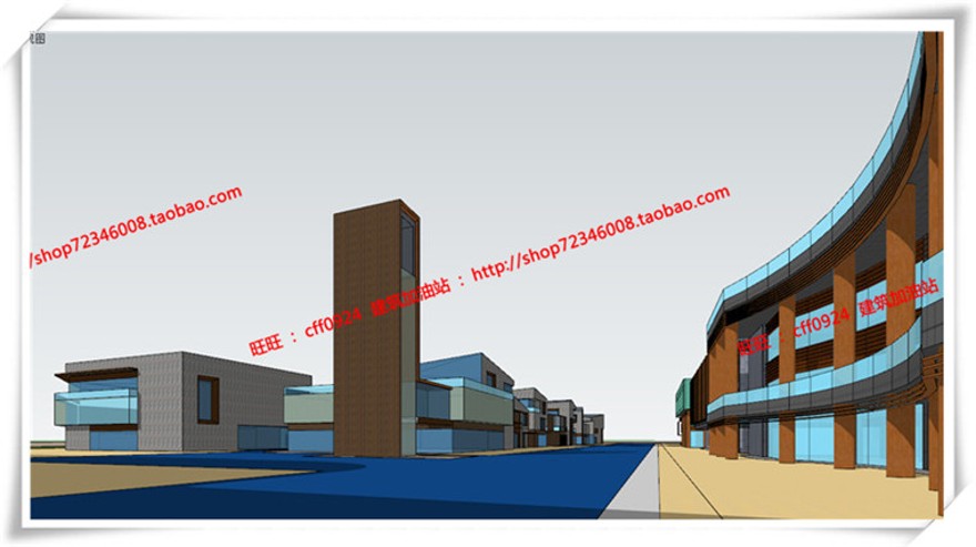 建筑图纸207商业设计综合体/商业街/商业方案图SU模型/sketchup+cad图纸