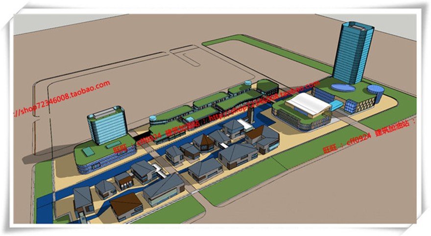 建筑图纸207商业设计综合体/商业街/商业方案图SU模型/sketchup+cad图纸