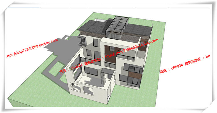 新中式风格现代风商业别墅建筑设计方案sketchup模型/su模型/cad图纸/效建筑资源