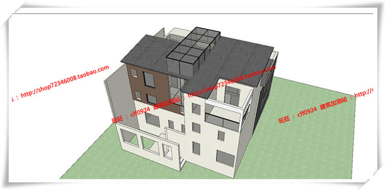 新中式风格现代风商业别墅建筑设计方案sketchup模型/su模型/cad图纸/效建筑资源