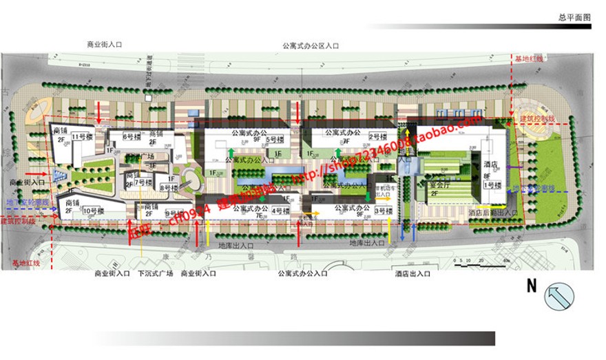 cad总图/平面+效果图+文本jpg商业/办公/公寓/酒店综合建筑资源