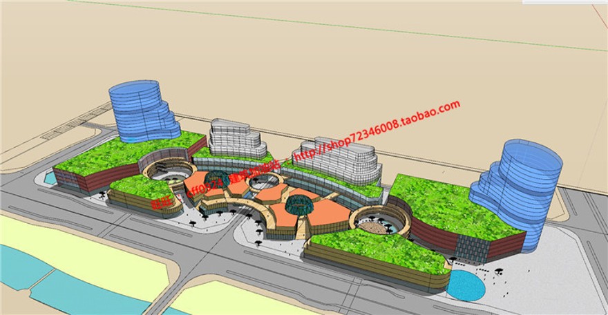 su模型+cad图纸+效果图+文本商业广场酒店商务办公商建筑资源