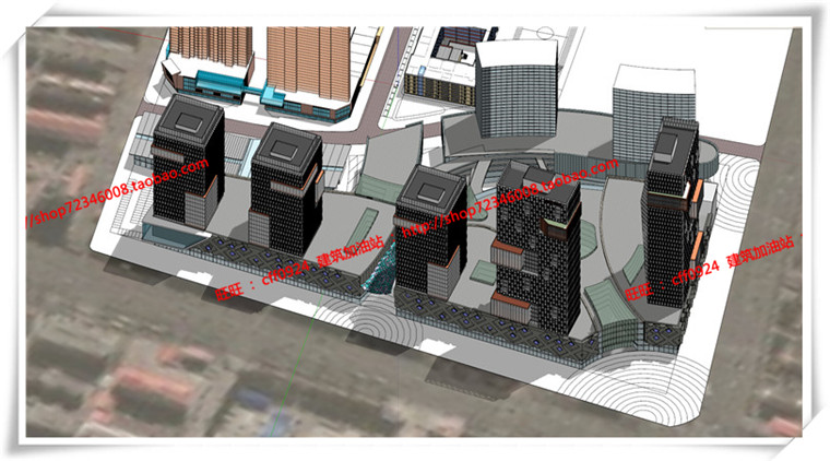 建筑图纸211福州商业景观建筑规划项目办公酒店公寓SU模型/sketchup+cad图纸