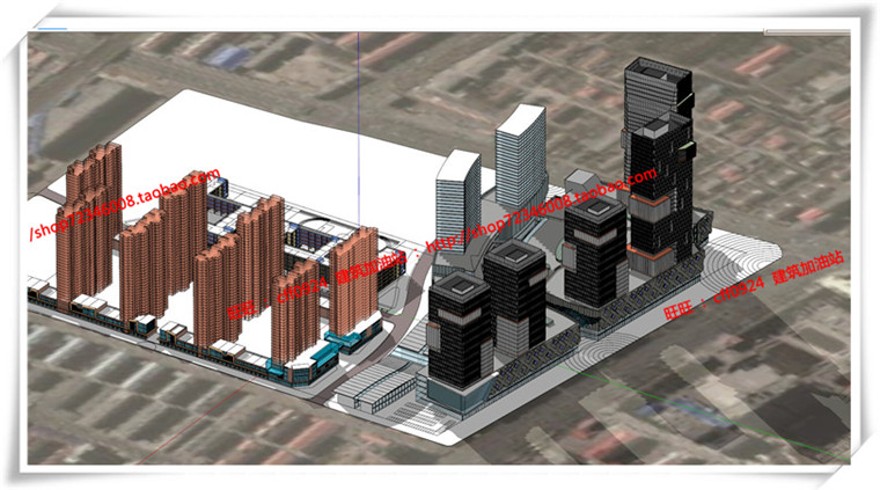 建筑图纸211福州商业景观建筑规划项目办公酒店公寓SU模型/sketchup+cad图纸