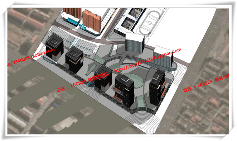 建筑图纸211福州商业景观建筑规划项目办公酒店公寓SU模型/sketchup+cad图纸