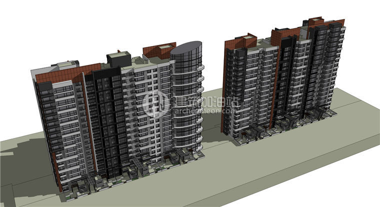 建筑图纸187商业设计综合体/商住楼/商业设计包有SU模型/cad图纸/效果图