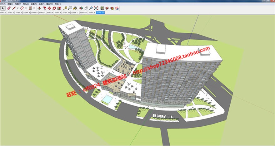 商业设计综合体酒店办公商业方案设计su模型sketchup效果图建筑资源