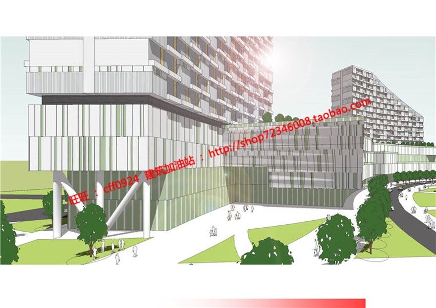 商业设计综合体酒店办公商业方案设计su模型sketchup效果图建筑资源