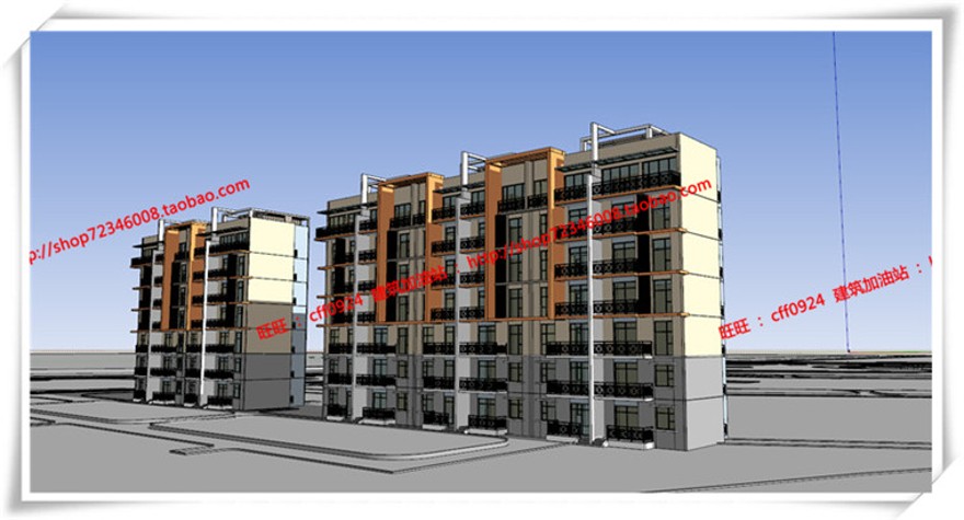 建筑图纸288花园住宅/多层住宅全套设计SU模型+cad图纸+效果图+3D