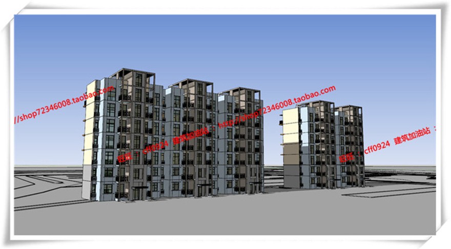 建筑图纸288花园住宅/多层住宅全套设计SU模型+cad图纸+效果图+3D