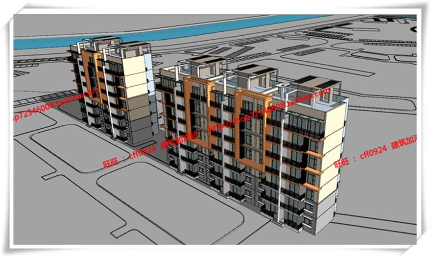 建筑图纸288花园住宅/多层住宅全套设计SU模型+cad图纸+效果图+3D