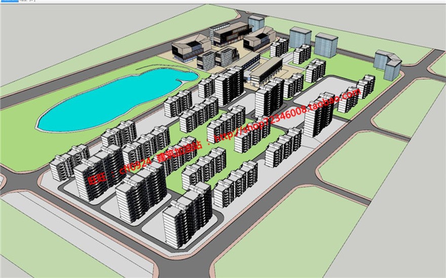 住宅区规划小区住宅方案一套cad总图+su模型+效果图+psd