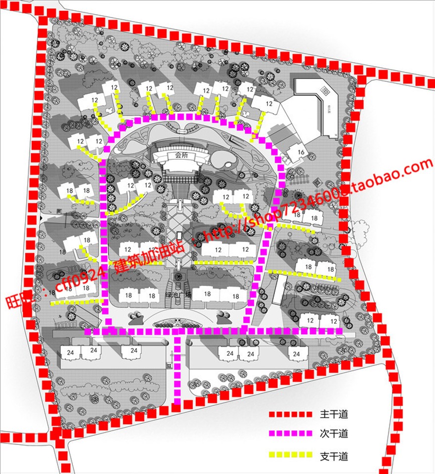 住宅区建筑住宅规划生活区方案cad图纸su模型文本说明