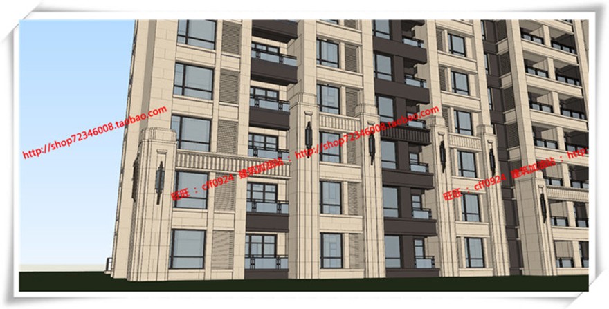 建筑图纸30011F住宅小高层住宅住宅楼住宅设计cad图纸+su模型+效果图