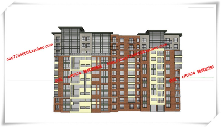 建筑图纸308青岛城阳多层住宅中层现代风cad平面图+su模型+效果图