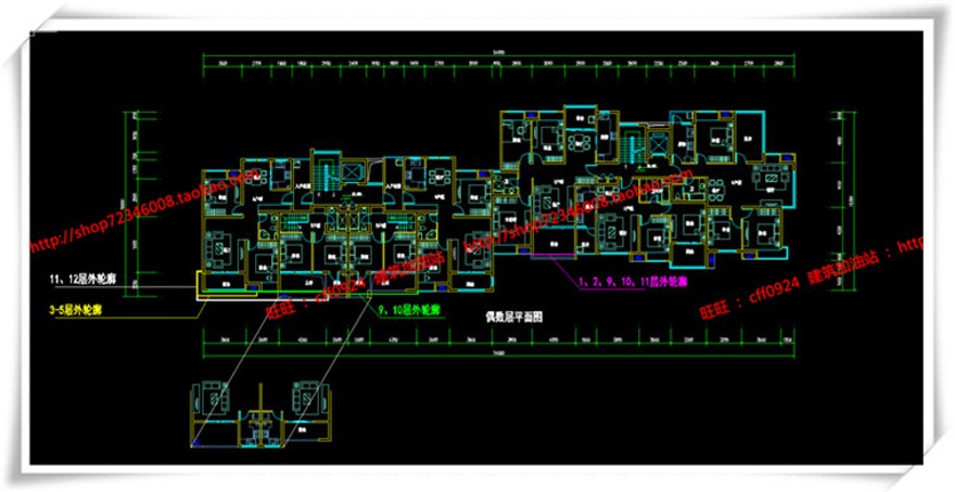 建筑图纸308青岛城阳多层住宅中层现代风cad平面图+su模型+效果图