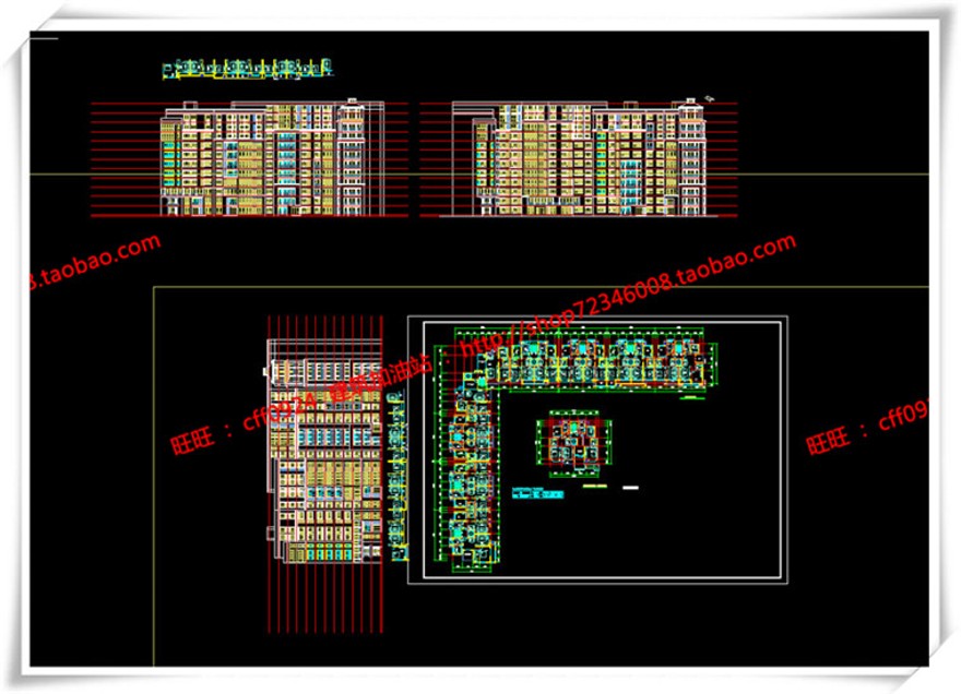 建筑图纸308青岛城阳多层住宅中层现代风cad平面图+su模型+效果图