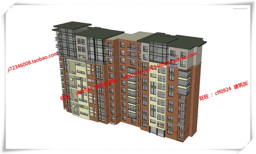 建筑图纸308青岛城阳多层住宅中层现代风cad平面图+su模型+效果图