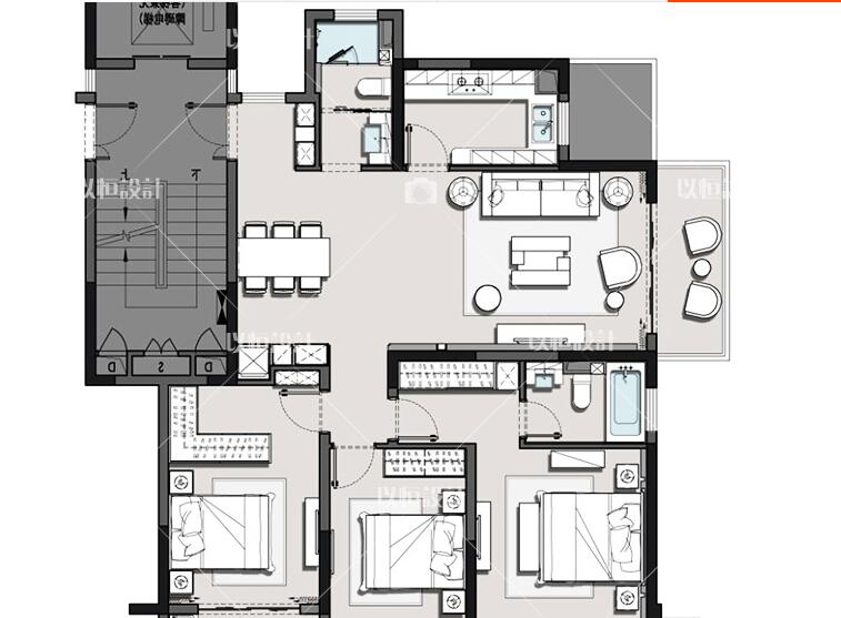 资源素材现代风样板间设计标书素材家居住宅效果图素材CAD施工图