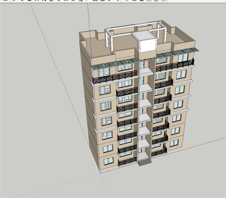 完整多层住宅单体建筑方案设计su模型+cad图纸