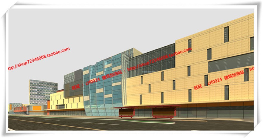 建筑图纸202商业设计综合体/商业+办公整体su模型/sketchup+cad图纸+效果图