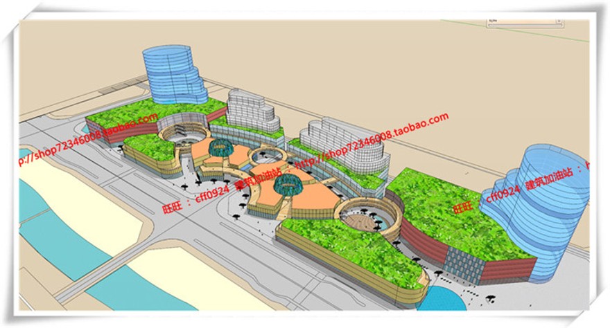 建筑图纸202商业设计综合体/商业+办公整体su模型/sketchup+cad图纸+效果图