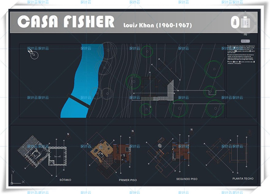 完整费舍住宅su模型全套cad有尺寸路易斯康Normanfisherhouse