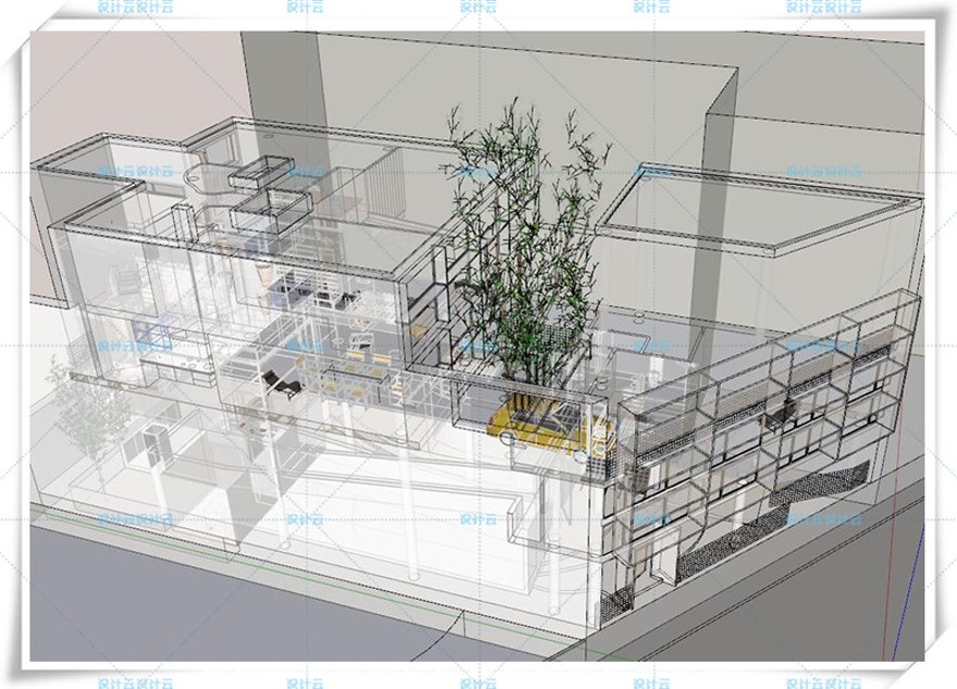 完整库鲁切特住宅su模型全套CAD柯布西耶大师经典案例建筑资源