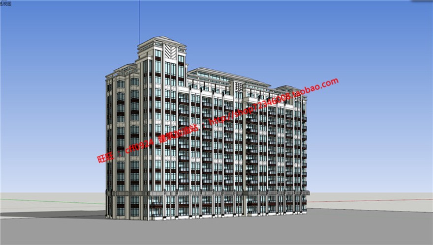 公寓建筑方案设计住宅楼单身公寓su模型cad图纸3D效果图