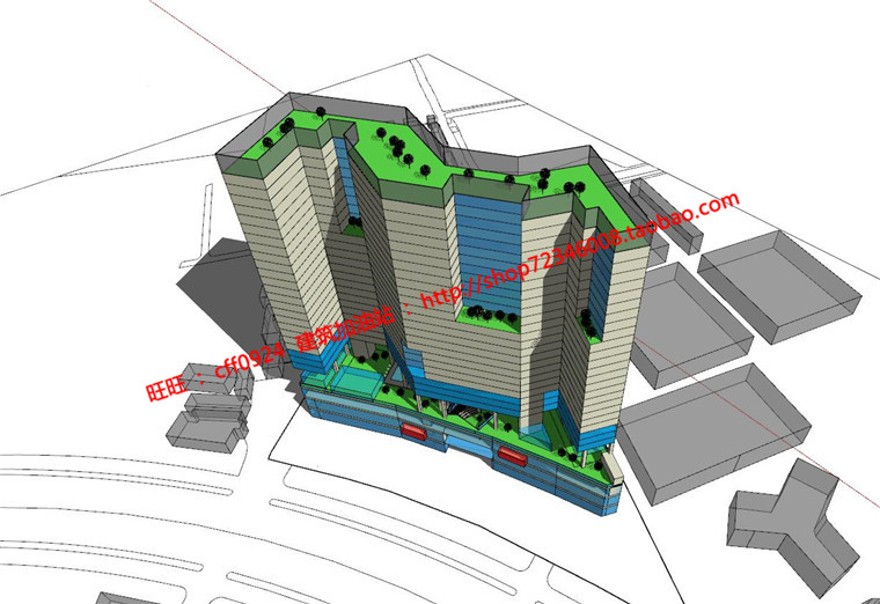 精华公寓楼住宅楼景观建筑规划项目中标方案设计su模型cad图纸文本