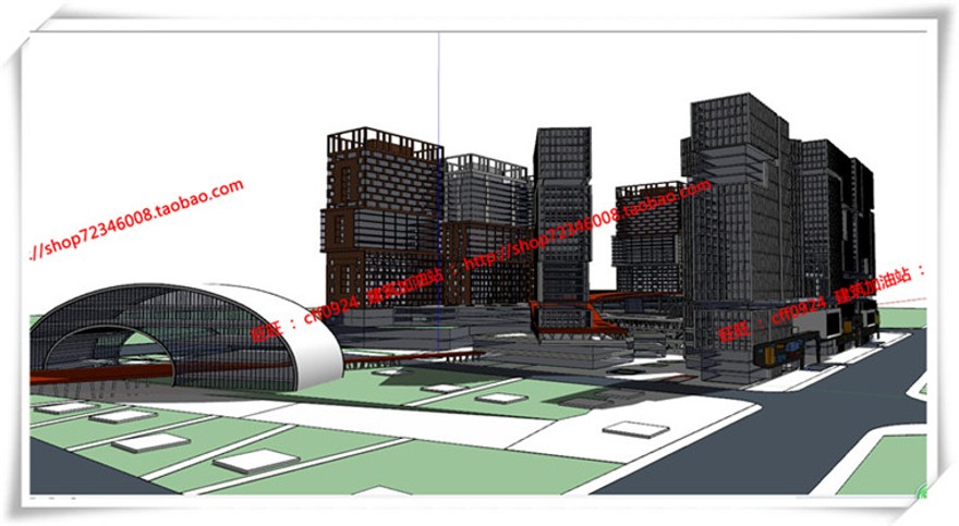 建筑图纸150SOHO公寓/酒店式公寓/公寓住宅SU模型效果图/cad图纸