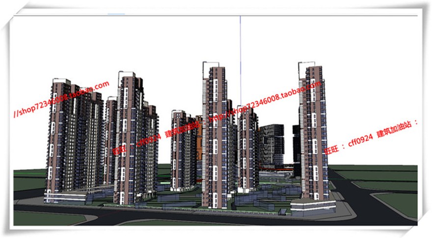 建筑图纸150SOHO公寓/酒店式公寓/公寓住宅SU模型效果图/cad图纸