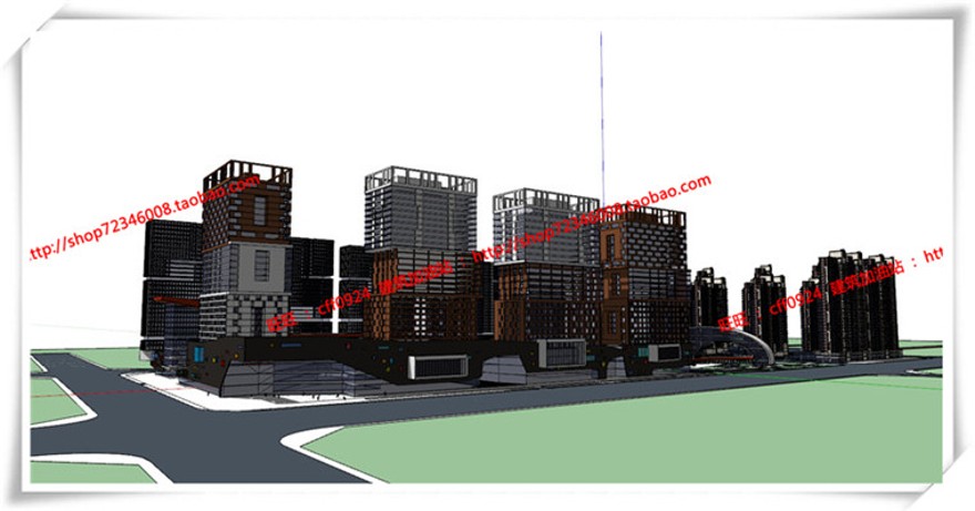 建筑图纸150SOHO公寓/酒店式公寓/公寓住宅SU模型效果图/cad图纸