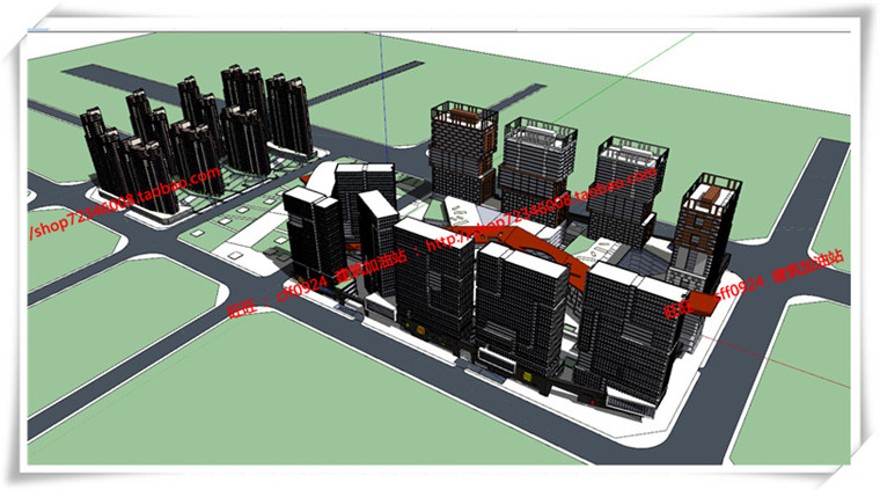 建筑图纸150SOHO公寓/酒店式公寓/公寓住宅SU模型效果图/cad图纸