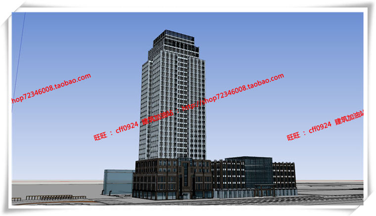 建筑图纸130商业设计综合体/商业+公寓全套su模型cad图纸/效果图/3Dmax