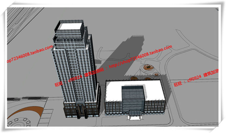 建筑图纸130商业设计综合体/商业+公寓全套su模型cad图纸/效果图/3Dmax