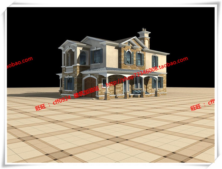 建筑资源52欧式美式商业别墅/商业别墅居住/独栋商业别墅SU+cad图纸+效果图+3Dmax模型