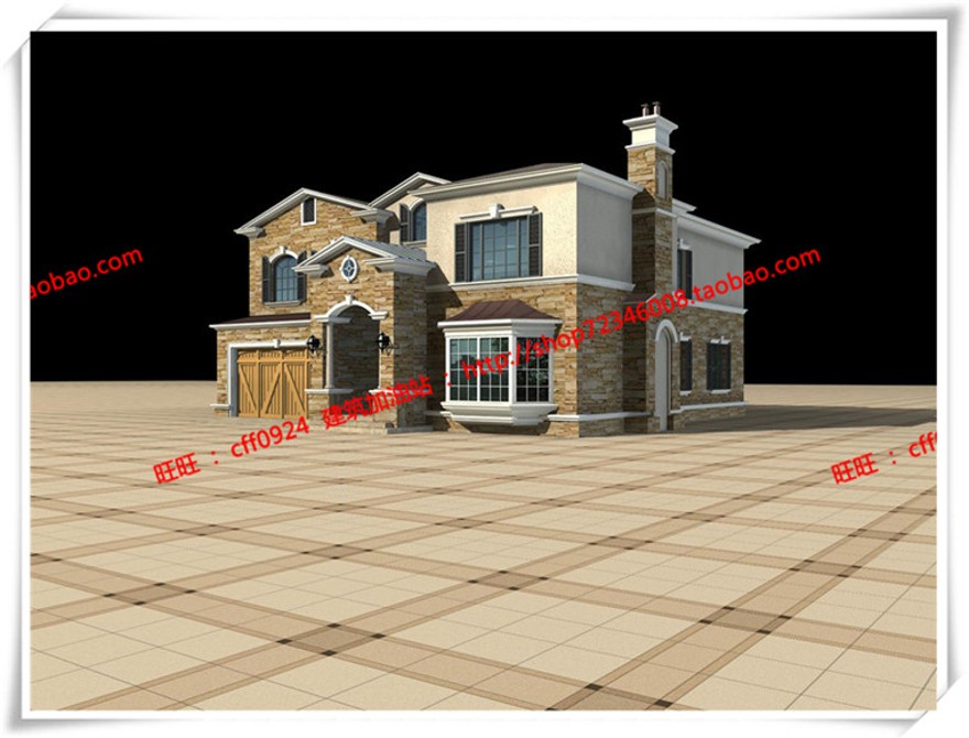 建筑资源52欧式美式商业别墅/商业别墅居住/独栋商业别墅SU+cad图纸+效果图+3Dmax模型
