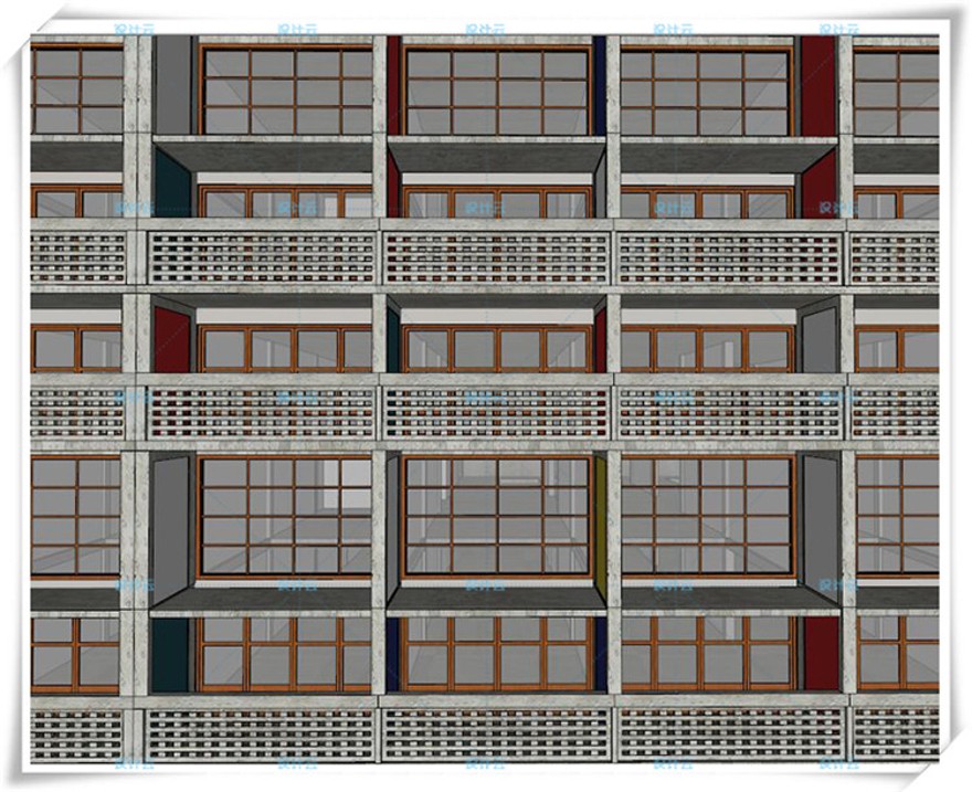 完整马赛公寓su模型全套CAD柯布西耶+PPT资料解析Corbusier