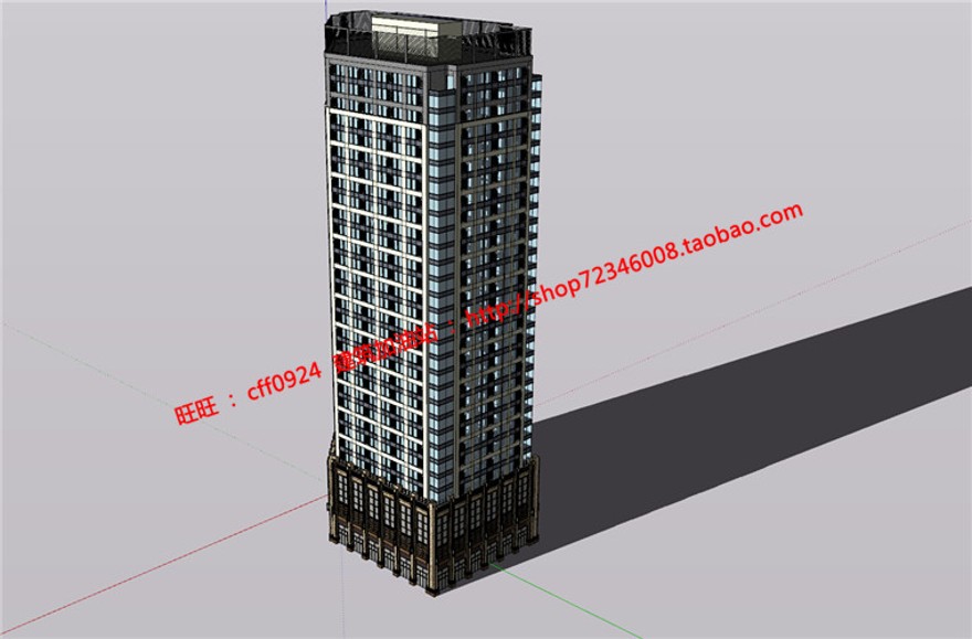 住宅公寓楼商业设计综合体建筑cad施工图+su模型+效果图