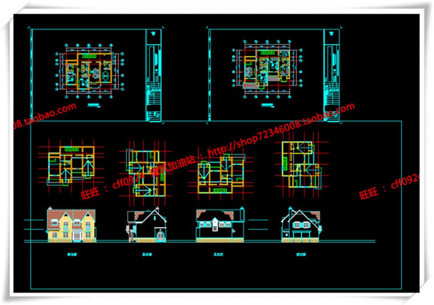 建筑资源53舟山小商业别墅住宅平面立面总图欧式美式英式su/cad图纸/3dmax