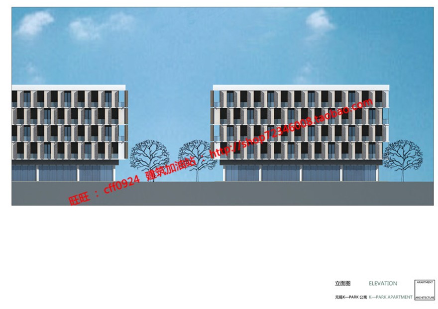 cad图纸效果图jpg文本源文件现代风公寓住宅楼建筑方案