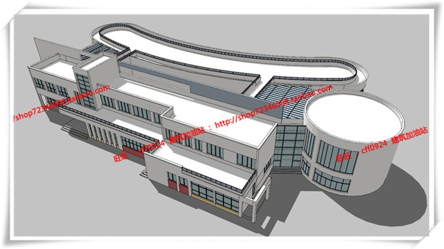 建筑图纸315公建幼儿园平面立面总图su模型+cad图纸+3Dmax+效果图