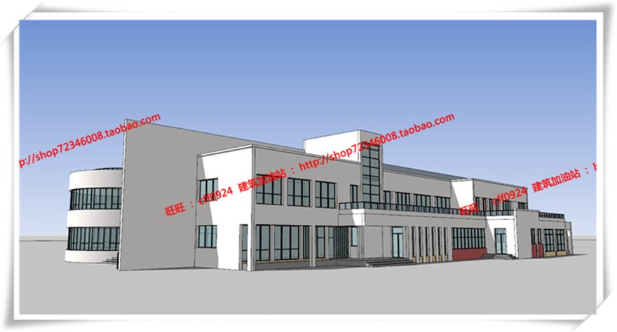 建筑图纸315公建幼儿园平面立面总图su模型+cad图纸+3Dmax+效果图