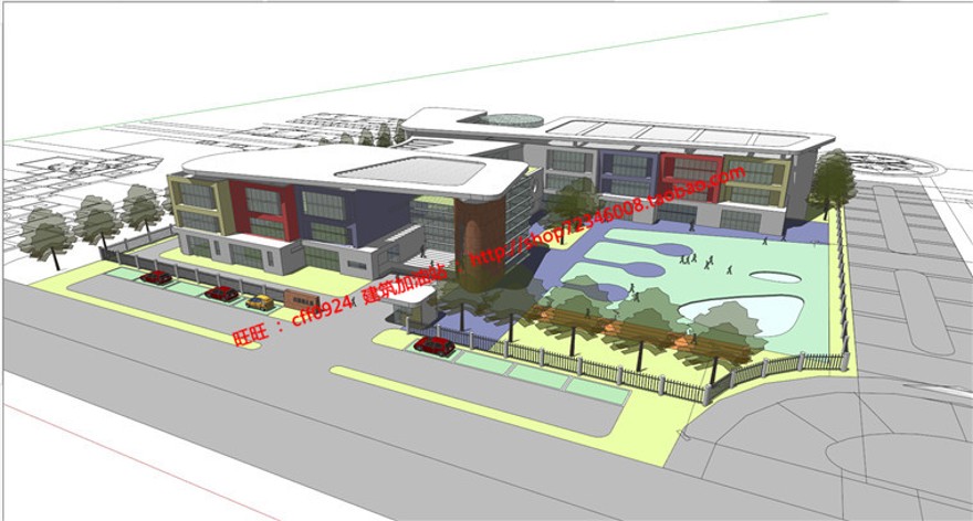 班幼儿园方案毕业设计SU模型+cad图纸