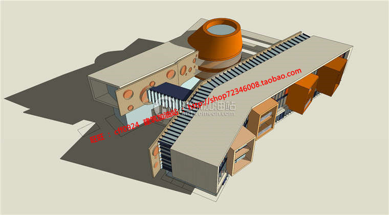 班幼儿园建筑方案设计cad图纸+su模型+效果图